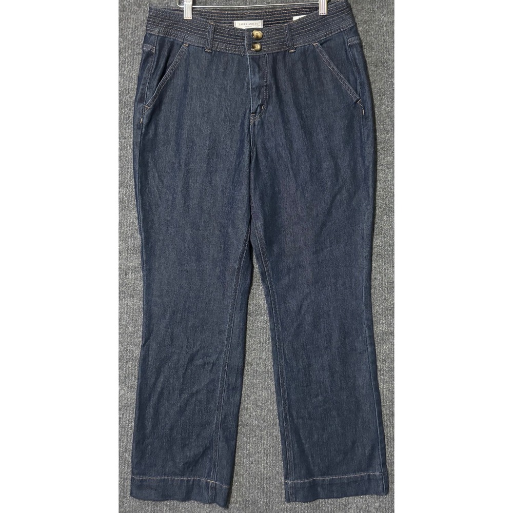 Laura Ashley Womens 10/30 Bond Bootcut Pants Dark Wash Denim Stretch Mid Rise
